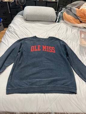 Pressbox Ole Miss Rebels Comfy Cord Vintage Wash Basic Arch Pullover Sweatshirt